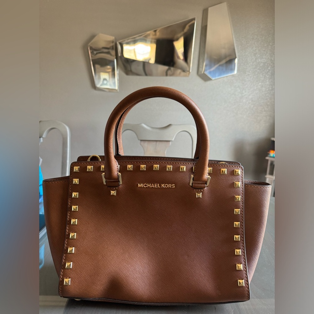Michael Kors studded handbag with crossbody strap